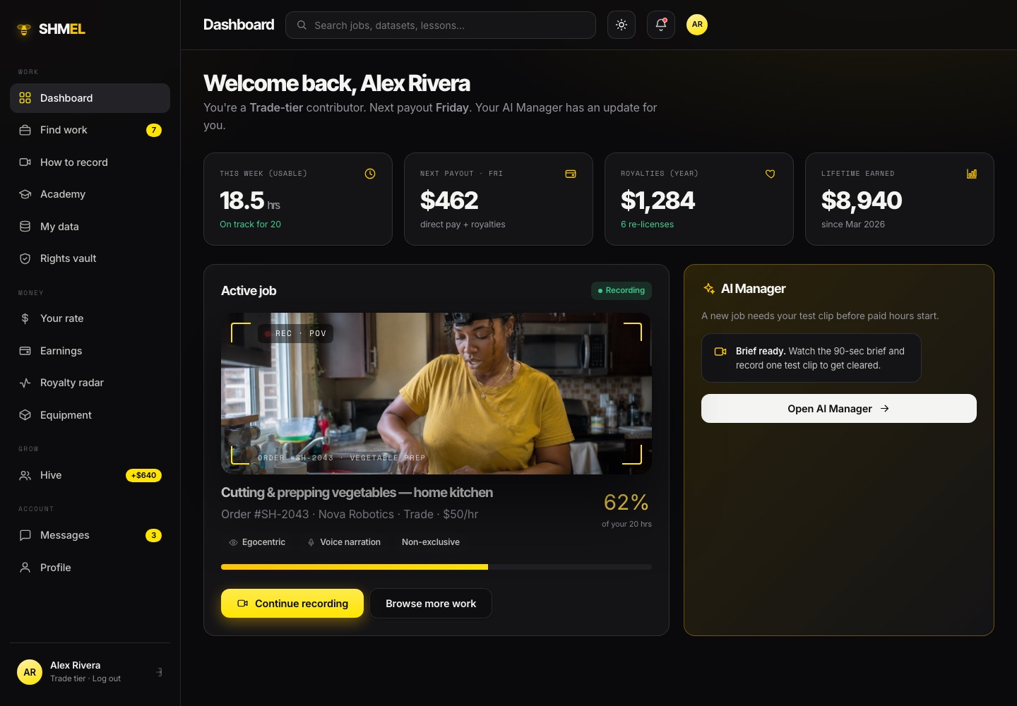 Worker dashboard